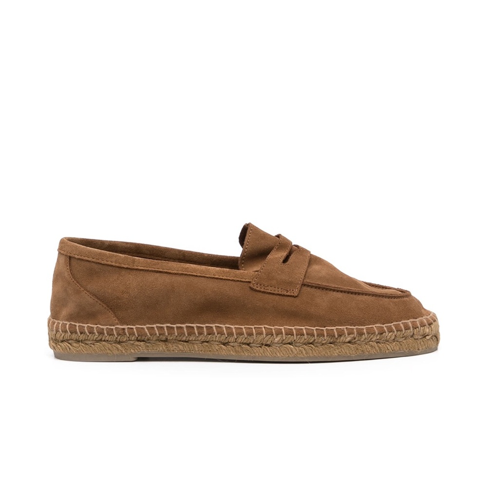 Castañer NEW Men’s Penny Loafer Espadrille Tan Brown Suede Size 44
